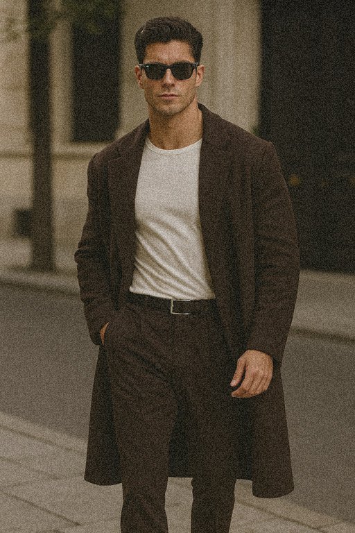 Abrigo largo marrón básico largo de Legado Club