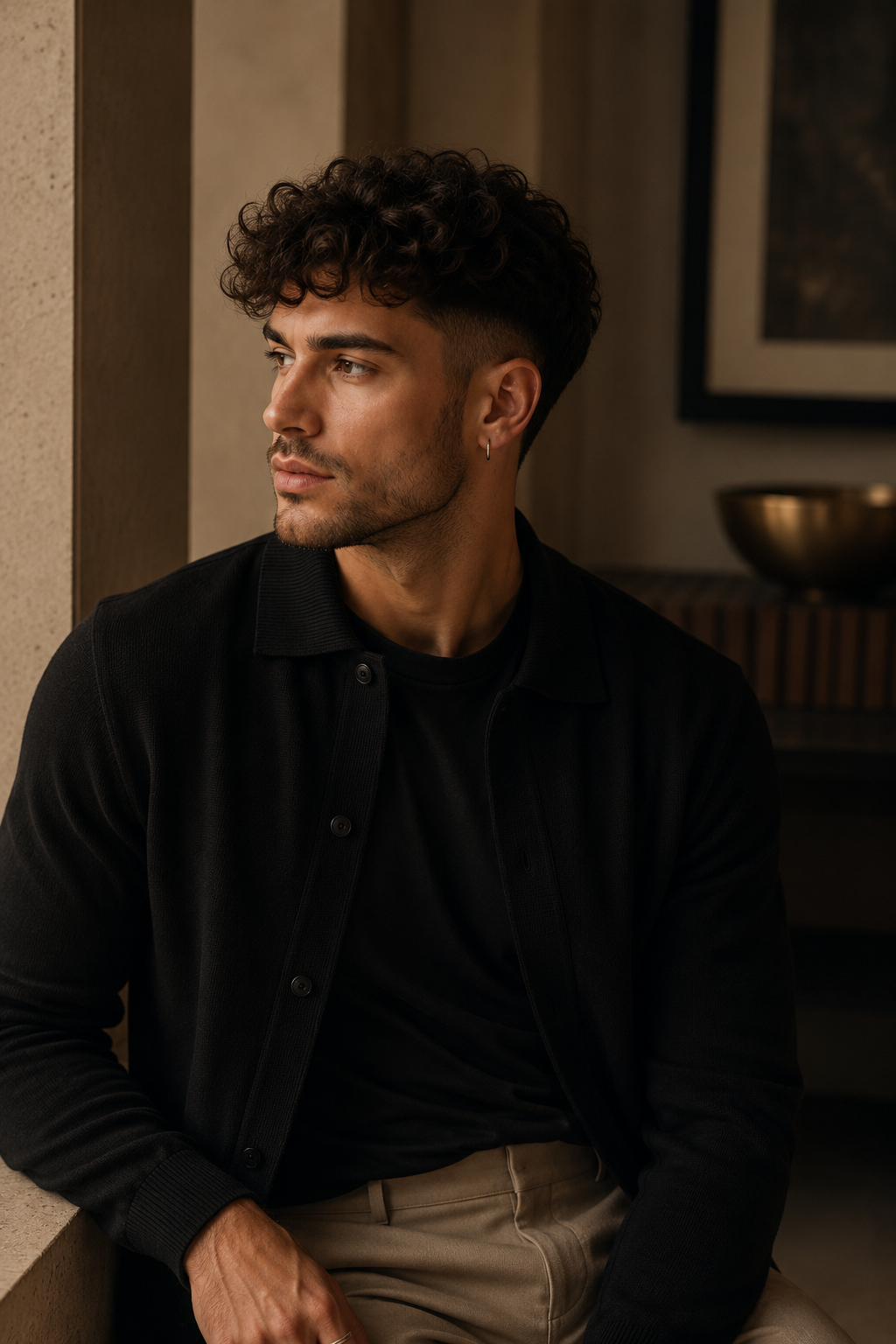 Corte de pelo rizado para hombre