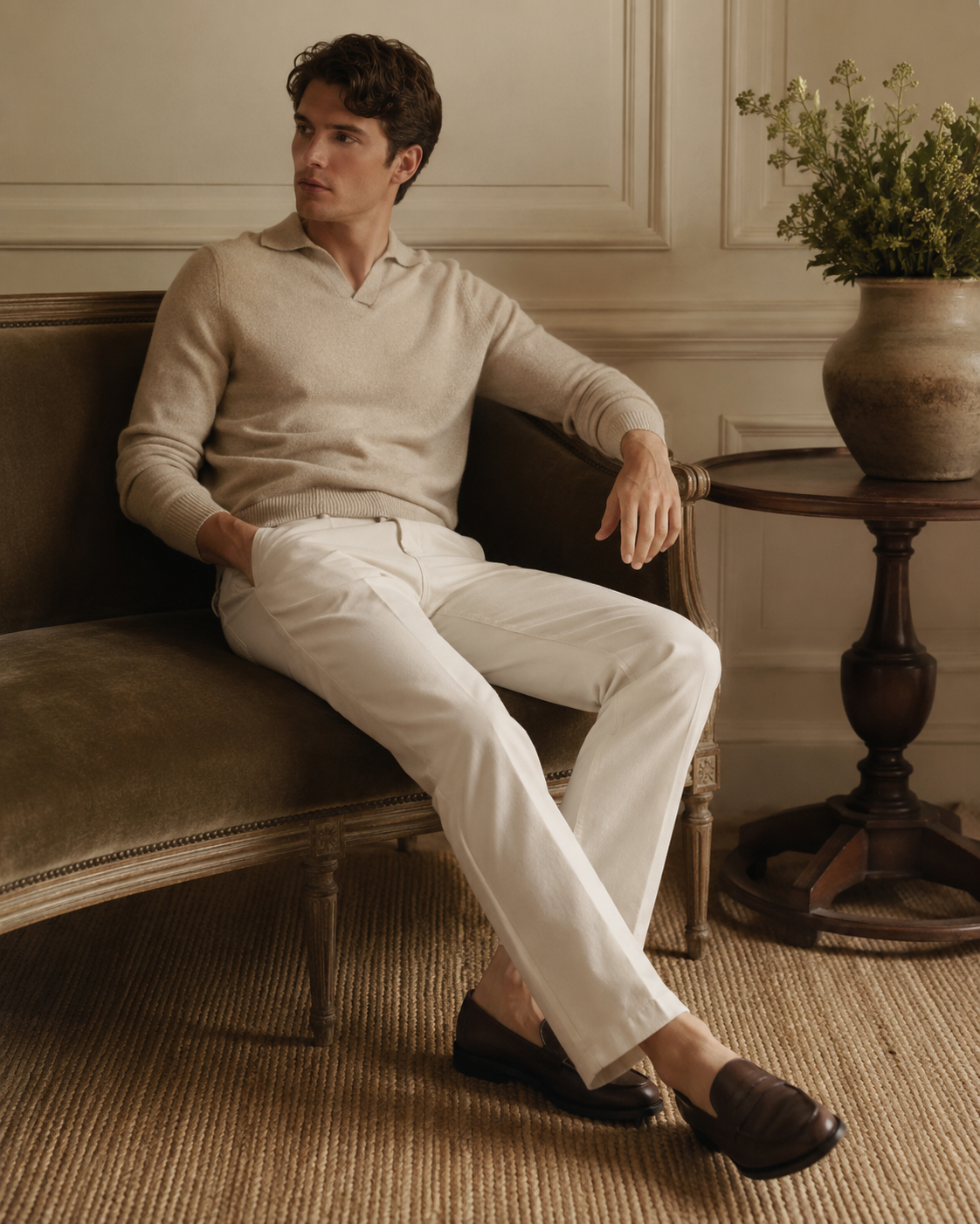 Pantalón chino color piedra para hombre