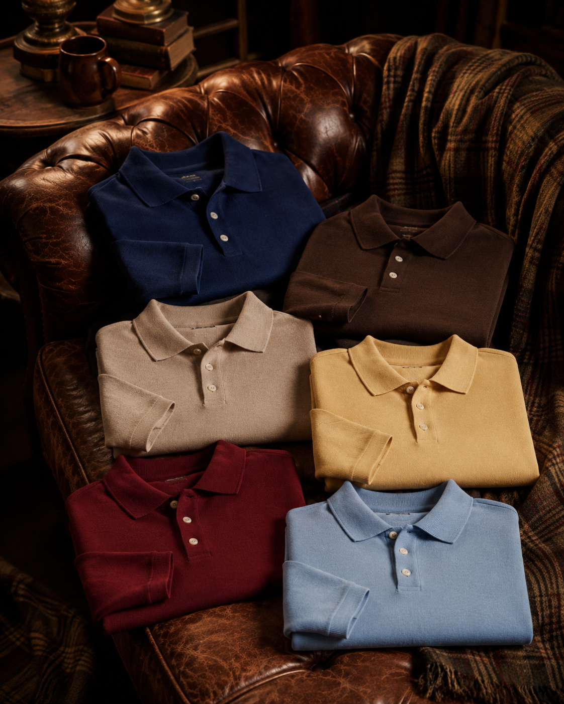 Polo marrón de manga corta para hombre