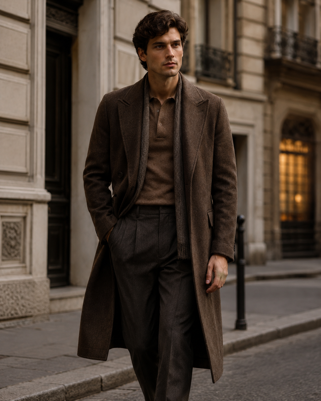 Abrigo largo azul marino para hombre