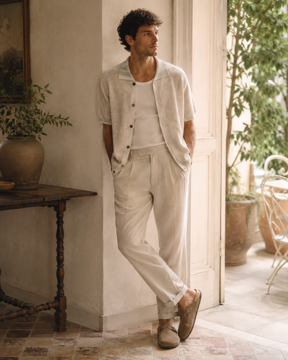 Sandalias marrones de hebillas para hombre en verano