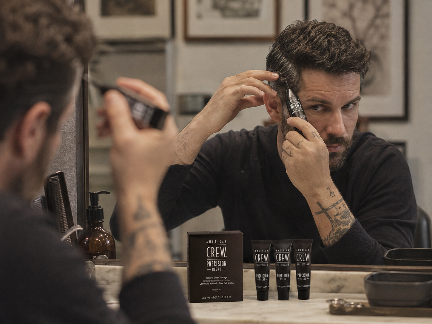 American Crew Precision Blend camuflaje de canas para hombre