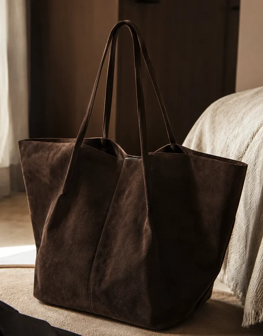 Bolsa de serraje marrón para hombre