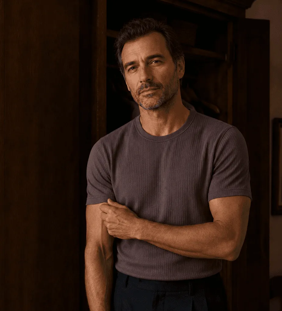 Camiseta de canalé cuello redondo para hombre