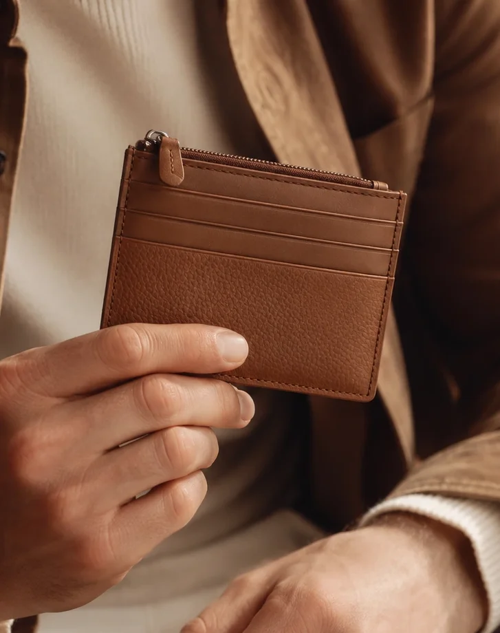 Cartera minimalista de piel para hombre