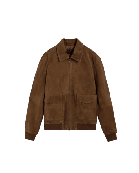 Cazadora de ante marrón para hombre