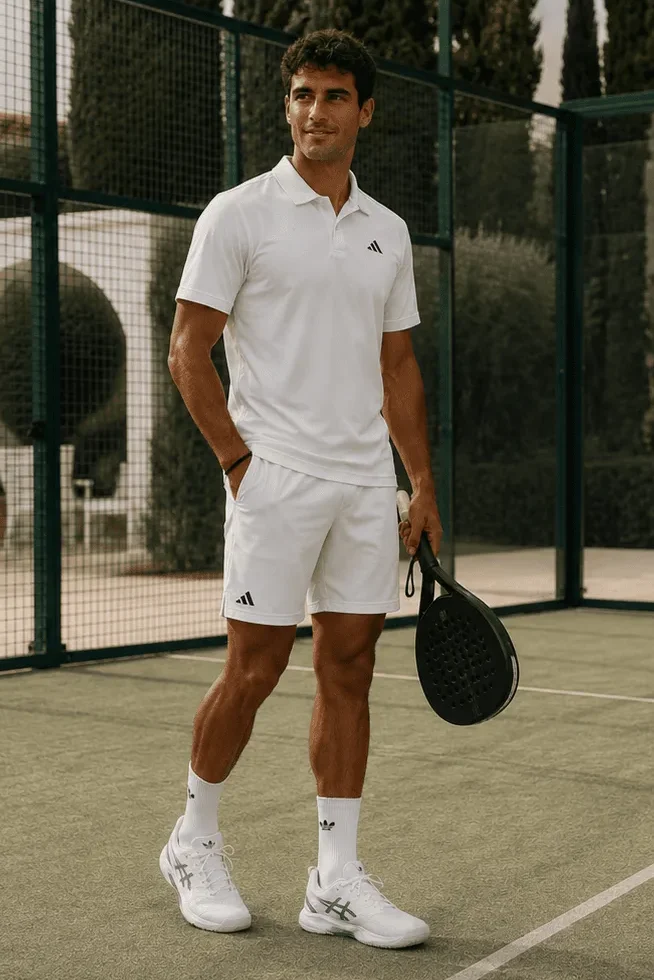 Conjunto de hombre para jugar al pádel BLANCO Y FRESCO]
