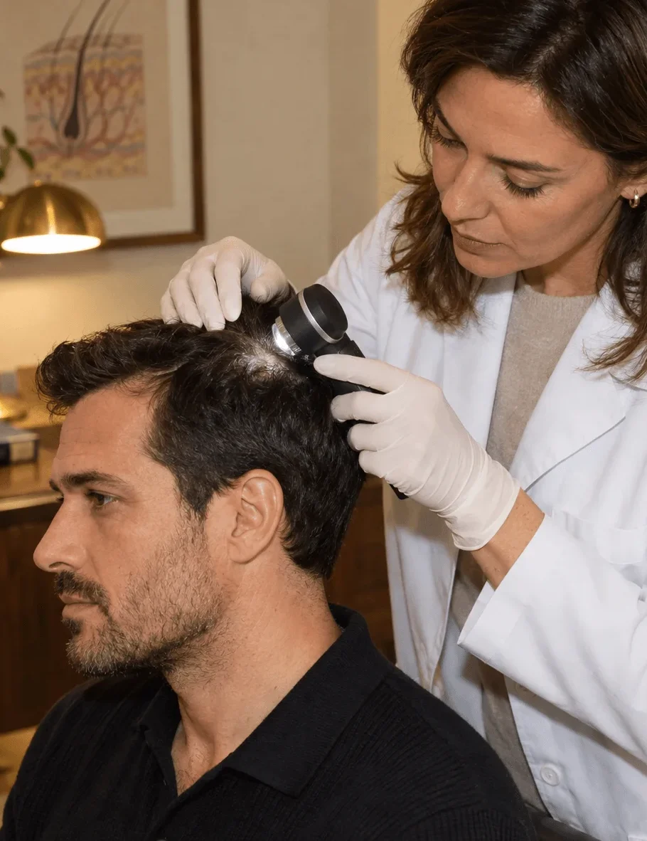 Consulta con dermatólogo por problemas de cuero cabelludo