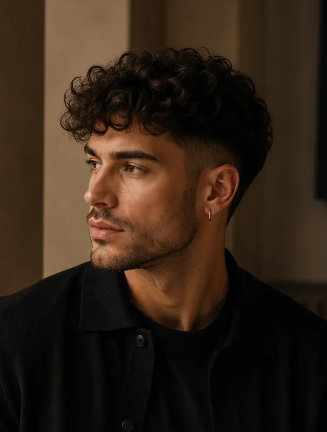 Corte de pelo rizado para hombre