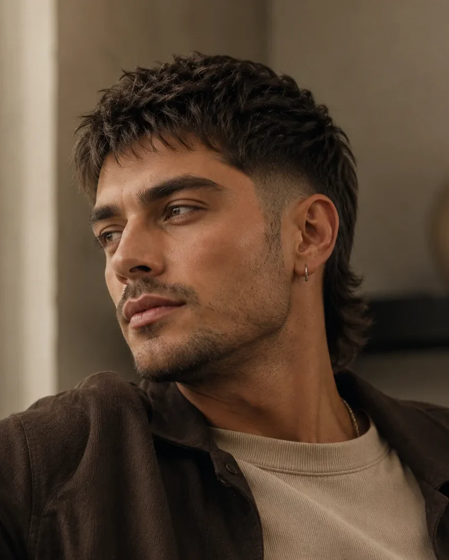 Corte modern mullet moderno para hombre