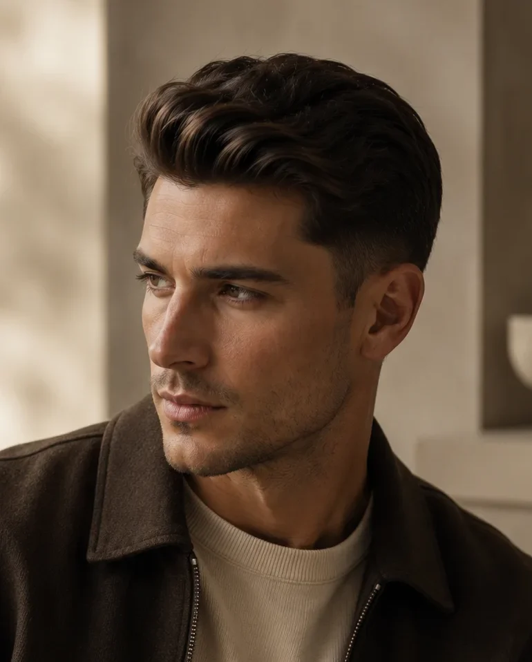 Corte pompadour para hombre