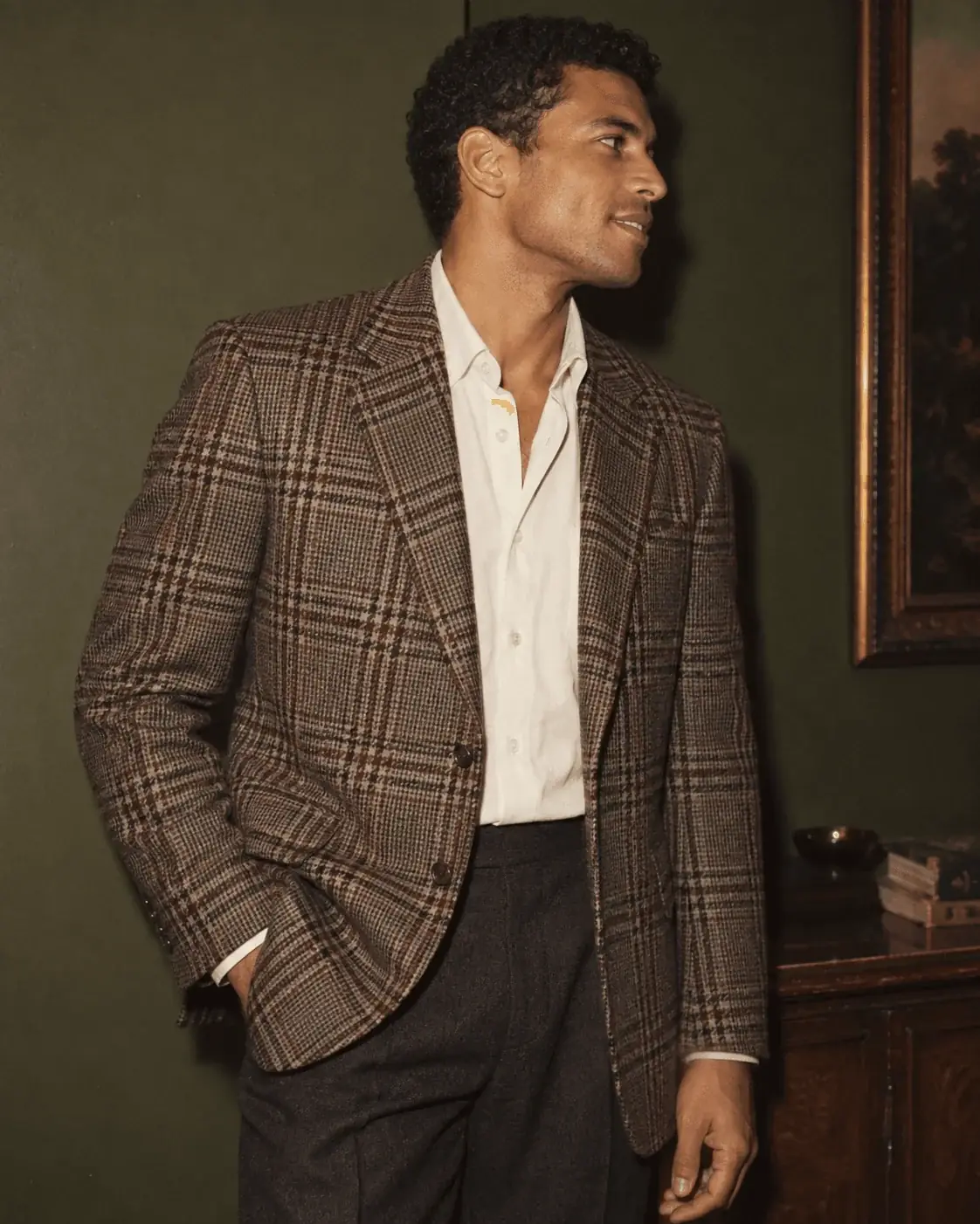 Americana y pantalón de cuadros príncipe de Gales para hombre
