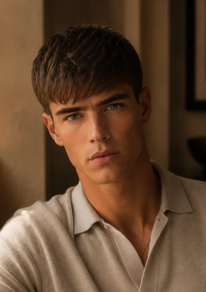 Corte con flequillo texturizado para hombre
