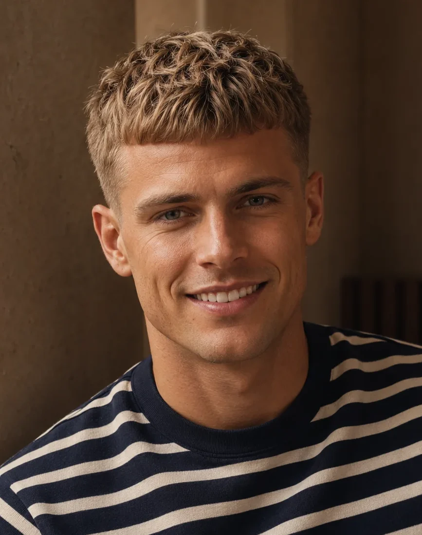 Corte french crop para hombre con flequillo texturizado