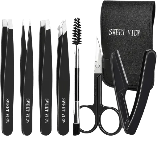 Kit de pinzas de precisión para cejas de hombre con distintas puntas