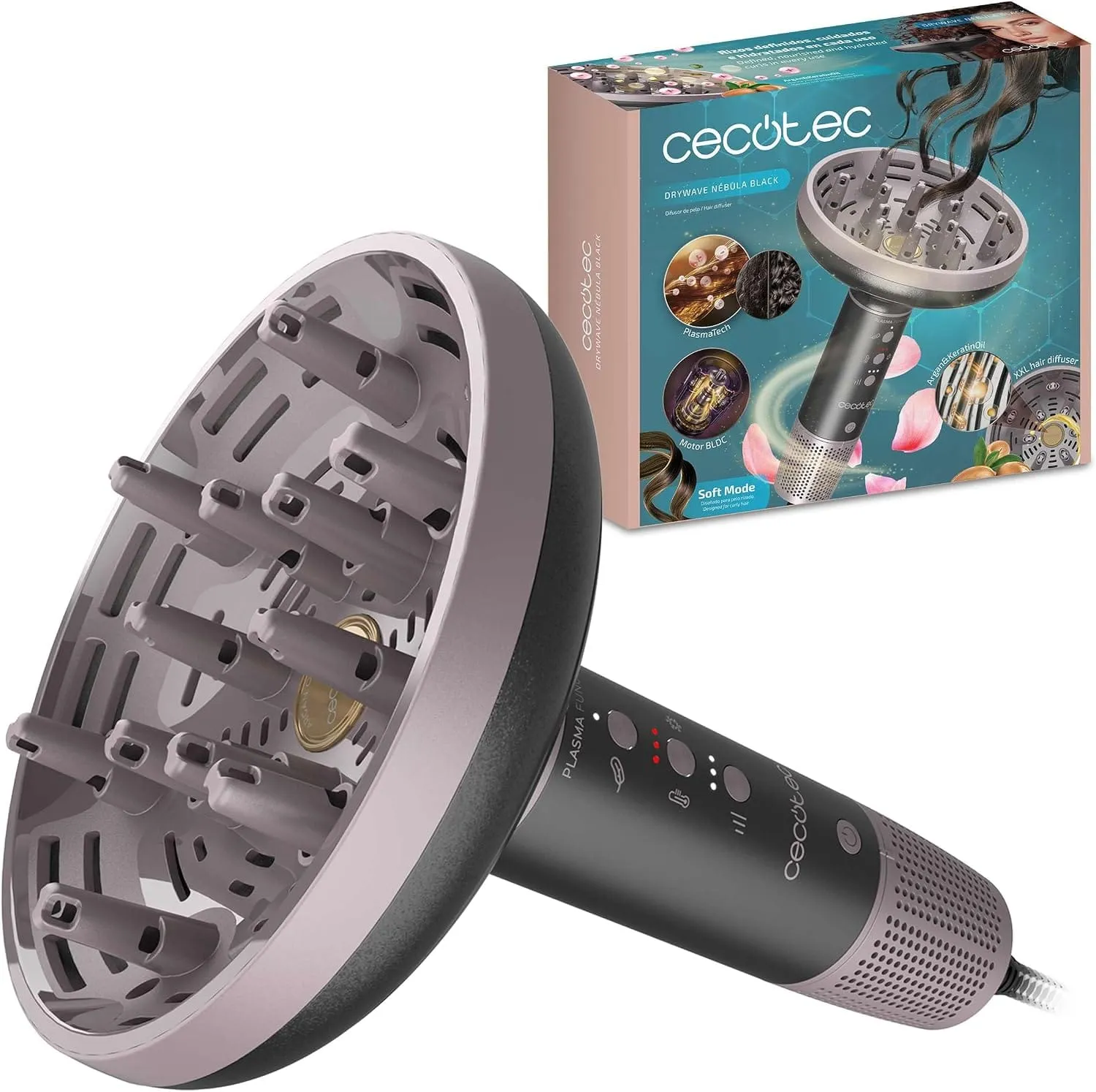Secador con difusor Cecotec Bamba IoniCare MagiCurls para pelo rizado