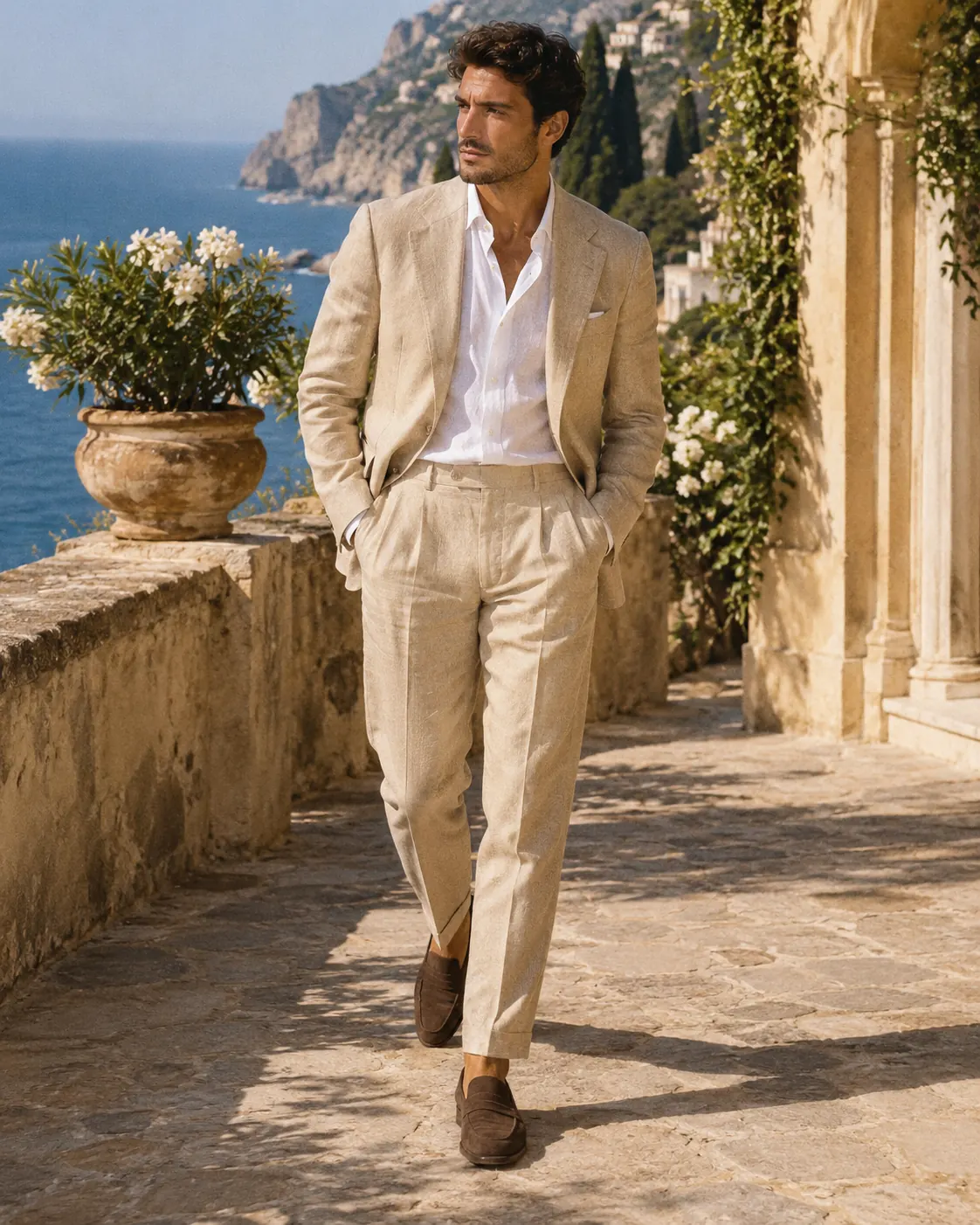 Traje de lino de hombre para verano
