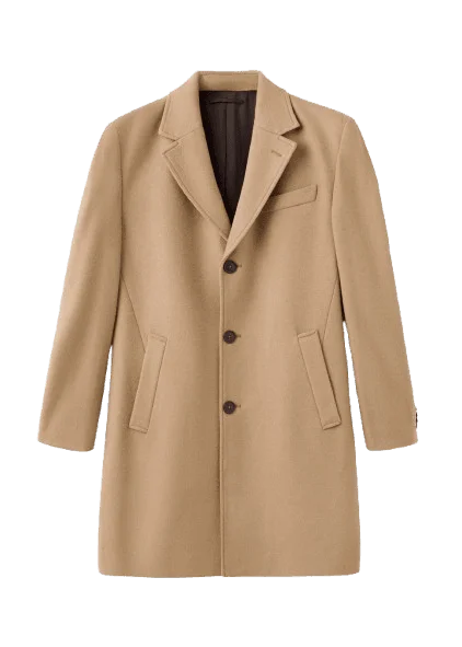 Abrigo largo de lana camel para hombre