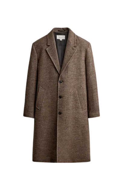 Abrigo de espiga marrón para hombre