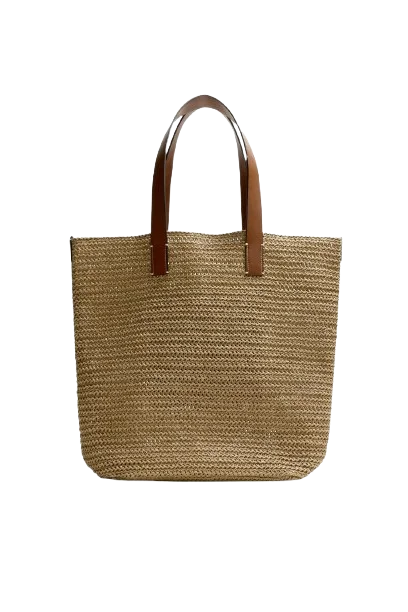 Bolso shopper trenzado en blanco crudo de Zara