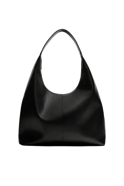 Bolso shopper liso negro grande de Zara