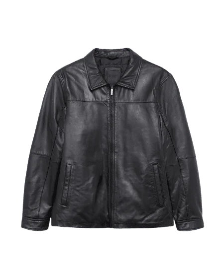 Cazadora piel negra para hombre