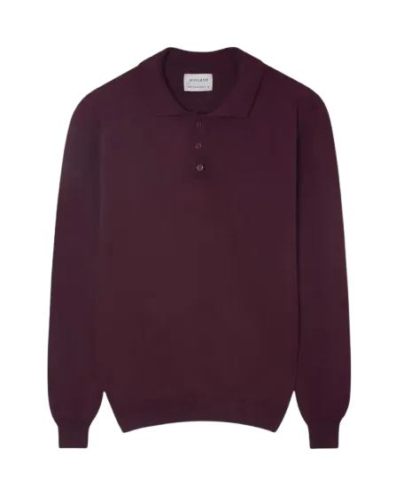 Polo burdeos manga larga para hombre