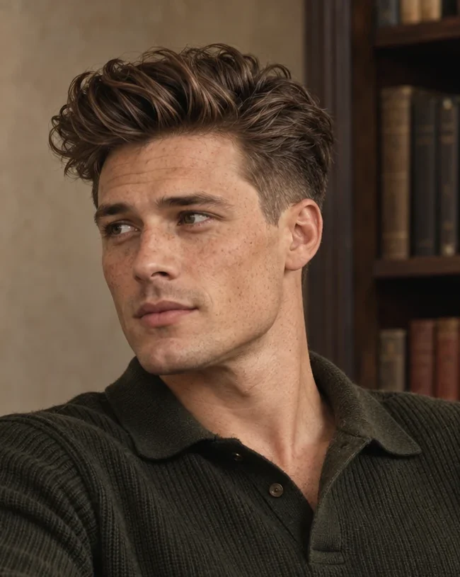 Corte quiff para hombre con volumen frontal