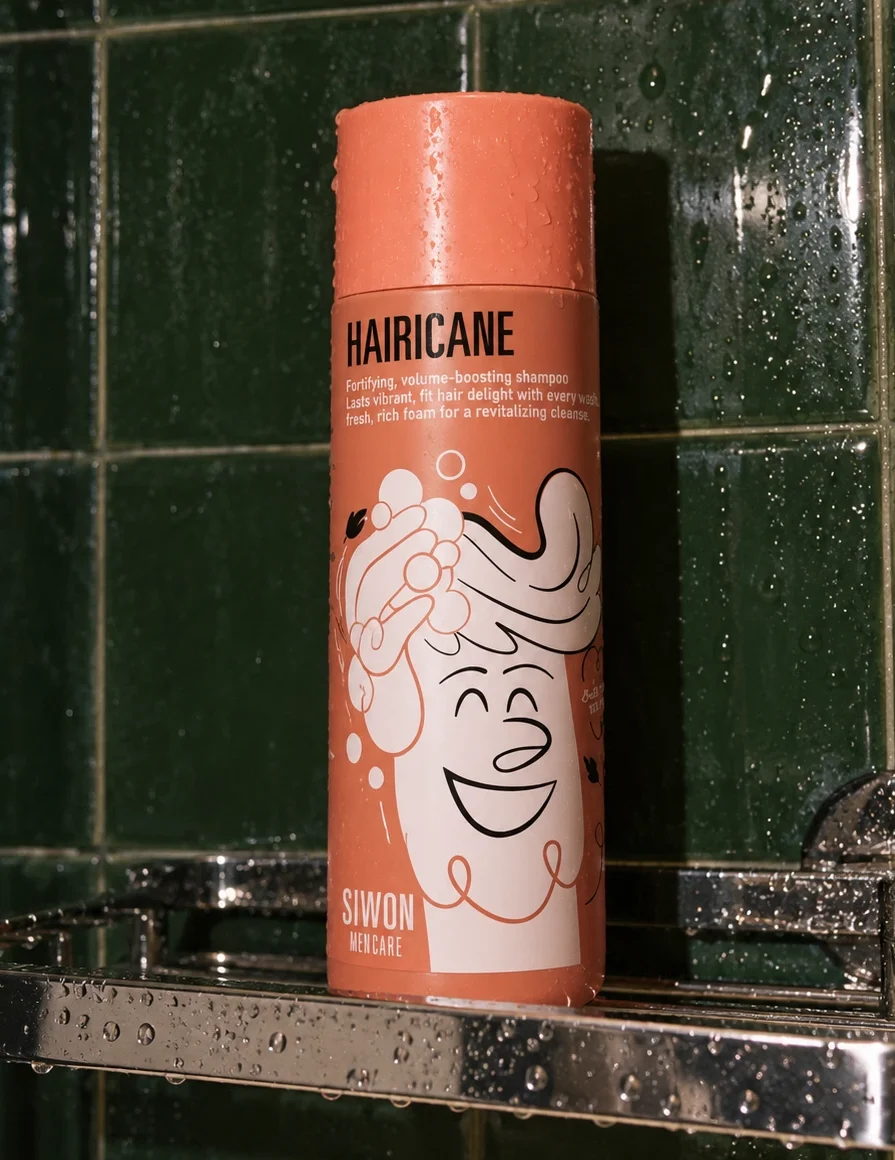 Bote de champú Hairicane de Siwon en la ducha